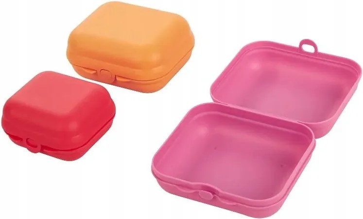 Livarno home Uzsonnás doboz kivehető, Rózsaszín/piros/pomar. 3db (23/E-959)