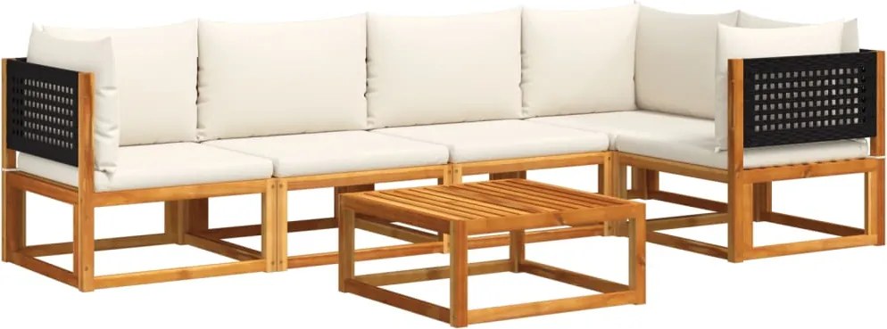 vidaXL 6 darabos akácfa és rattan kerti kanapégarnitúra párnákkal