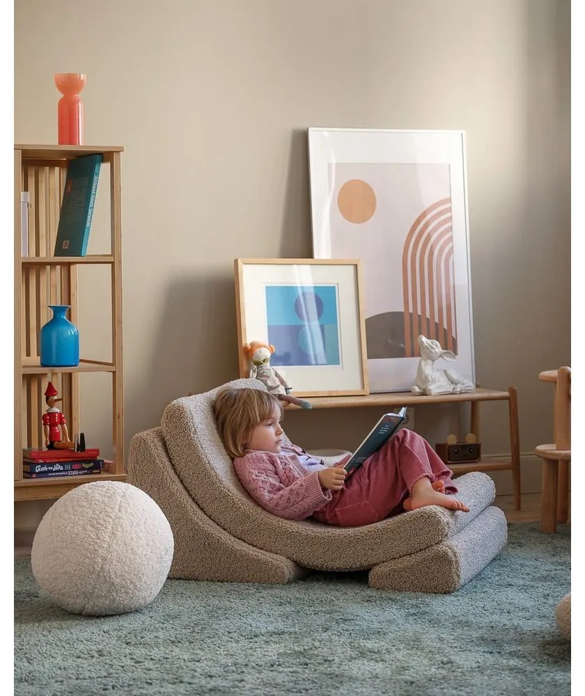 Világosbarna buklé gyerek fotel Moon – Wigiwama