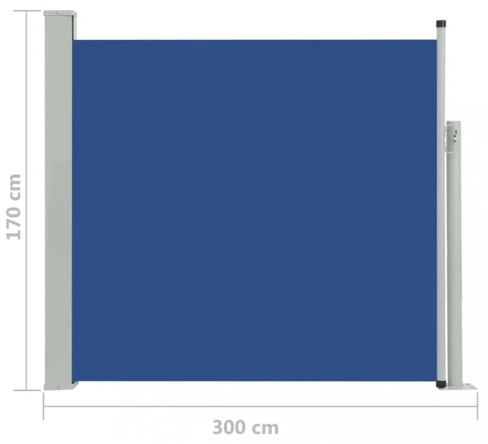 kék kihúzható oldalsó teraszi napellenző 170 x 300 cm