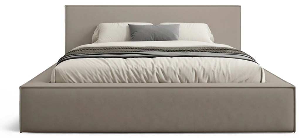 Nirello kárpitozott ágy 160x200 tárolóval - bézs Castel 15 bársony