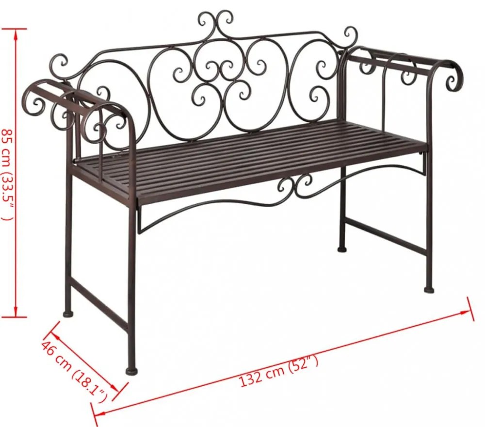 barna antik acél kerti pad 132 cm