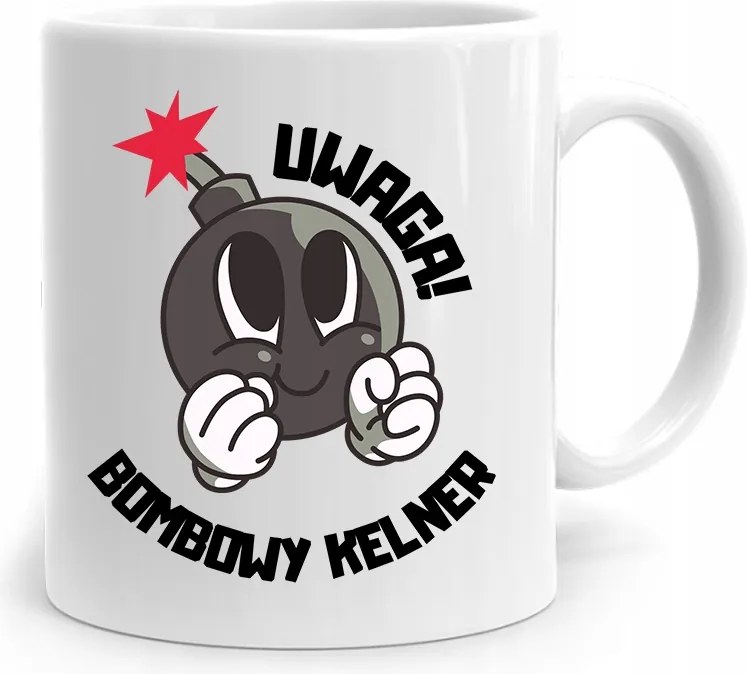 Pincérnek Ajándék Bögre Figyelem Bomba Pincér fényképes nyomtatással