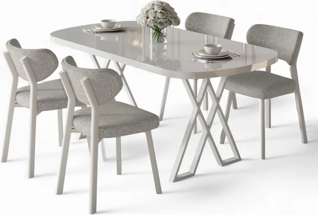 Axton étkezőgarnitúra, fehér-szürke, 168 cm – TR240CHR2698