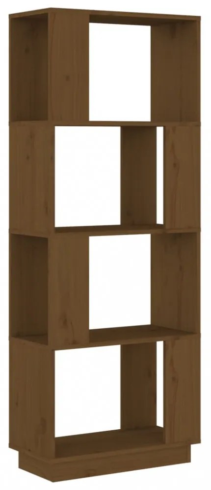 mézbarna tömör fenyőfa könyvszekrény/térelválasztó 51x25x132 cm