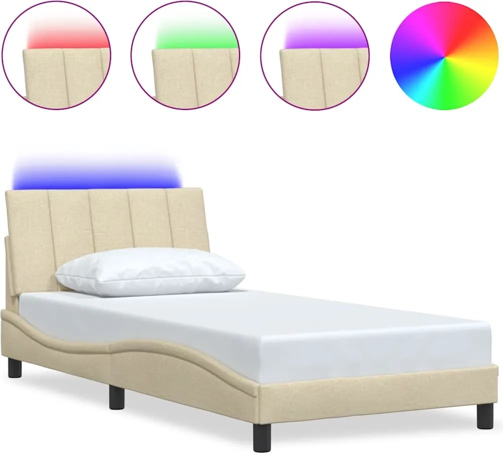 vidaXL krémszínű szövet ágykeret matrac nélkül Hanko 100x200 cm