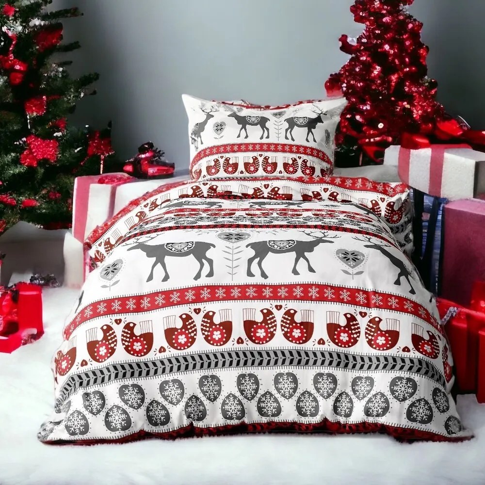 Pamut karácsonyi mintájú ágyneműhuzat Homa ORA ROMANCE 140X200 cm