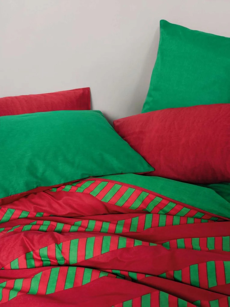 Holly Ranforce dupla ágyneműhuzat garnitúra feszített lepedővel 160 × 200+30 cm, zöld