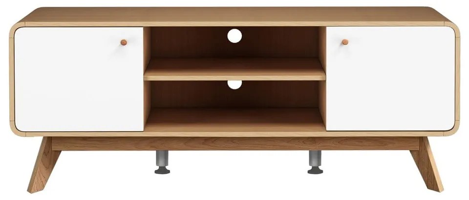 Fehér-natúr színű TV-állvány tölgyfa dekorral 140x53 cm Caitlin – Støraa