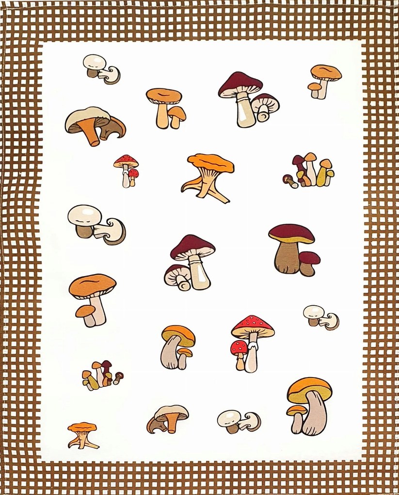 Konyhai törlőkendő pamut Görögország 50x64cm gomba barna