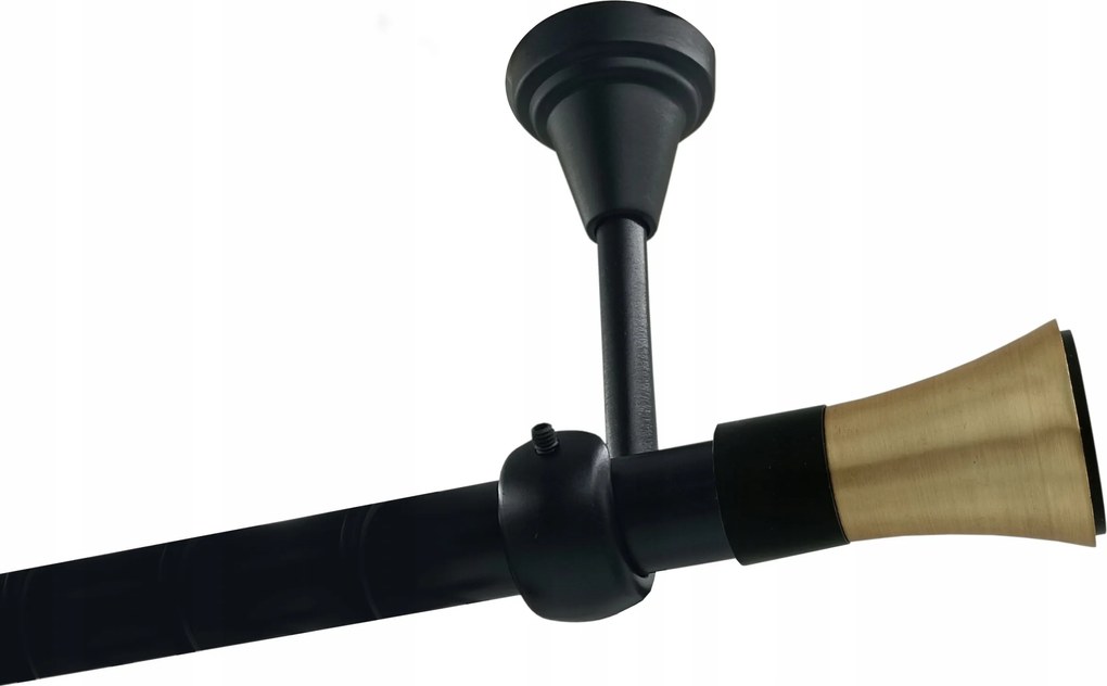 Függönykarnis szimpla Fém Mennyezet 19mm Fekete Matt 120cm Trapéz Kerekek Nélkül