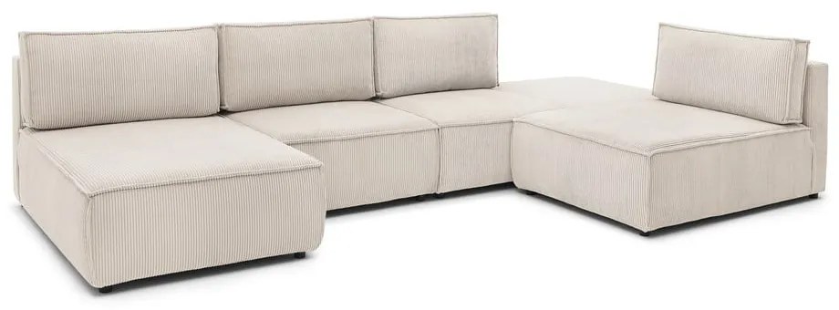 Krémszínű kordbársony sarokkanapé (variálható) Nihad modular – Bobochic Paris
