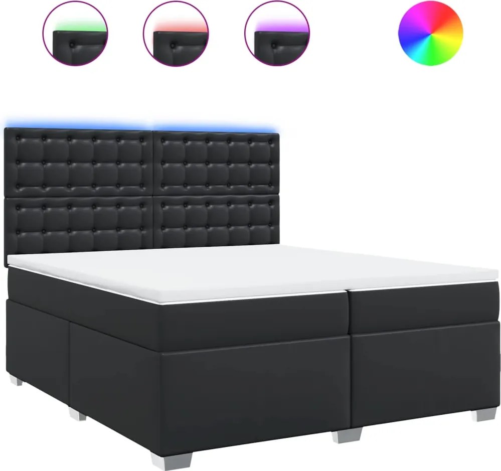 vidaXL fehér műbőr rugós ágy matraccal 200 x 200 cm