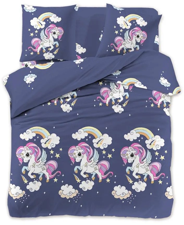 UNICORN kék gyermek mikroszálas ágyneműhuzat Ágyneműhuzat mérete: 70 x 80 cm | 140 x 200 cm