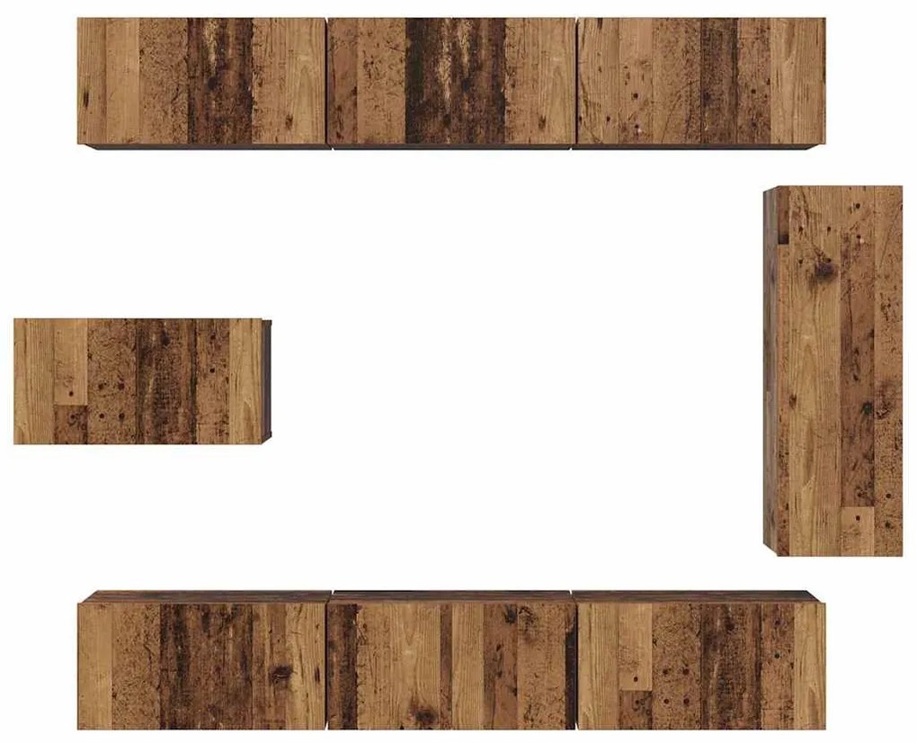 TV szekrény garnitúra 8 pcs Régi fa 30.5 x 30 x 90 cm Faanyag