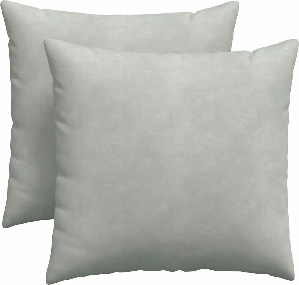 vidaXL Kanapé párnák 2 pcs Világosszürke 45 x 45 cm Bársonyos szövet