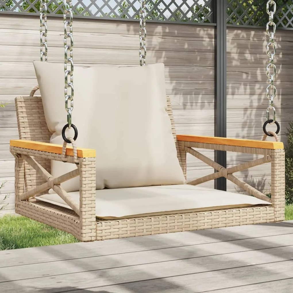 vidaXL bézs polyrattan hintapad párnákkal 63 x 62 x 40 cm