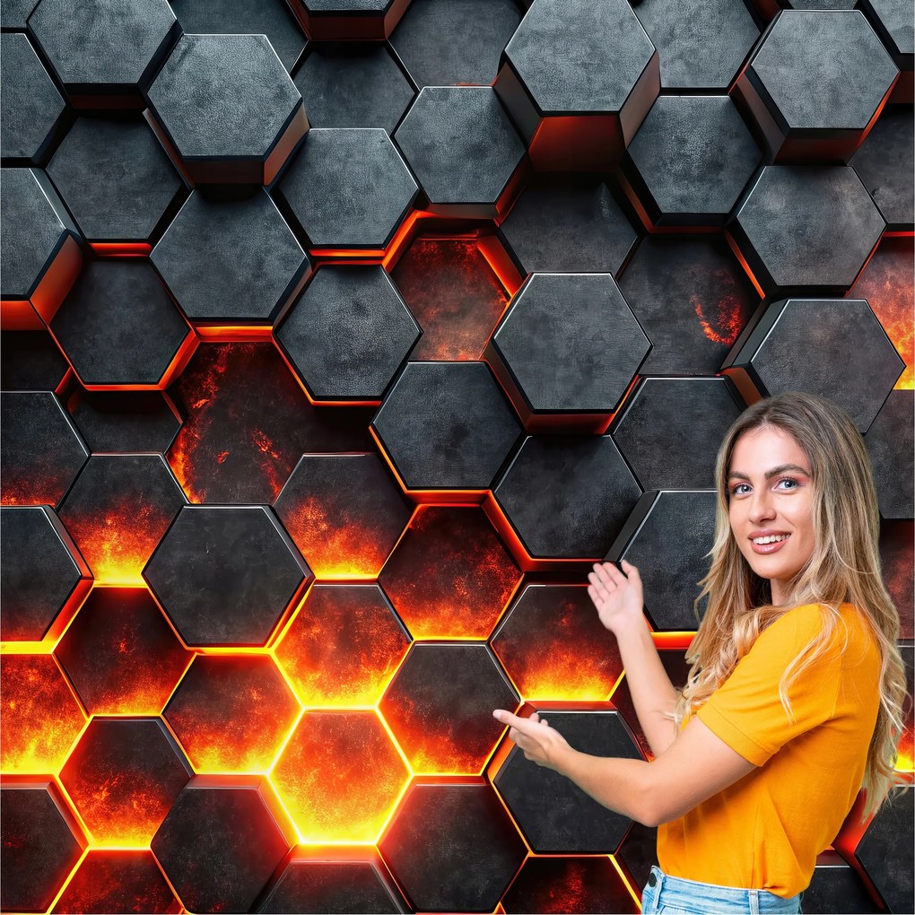 3D Ifjúsági Fotótapéta Hexagon Méhsejt Fiúknak 490x260 HPM03F