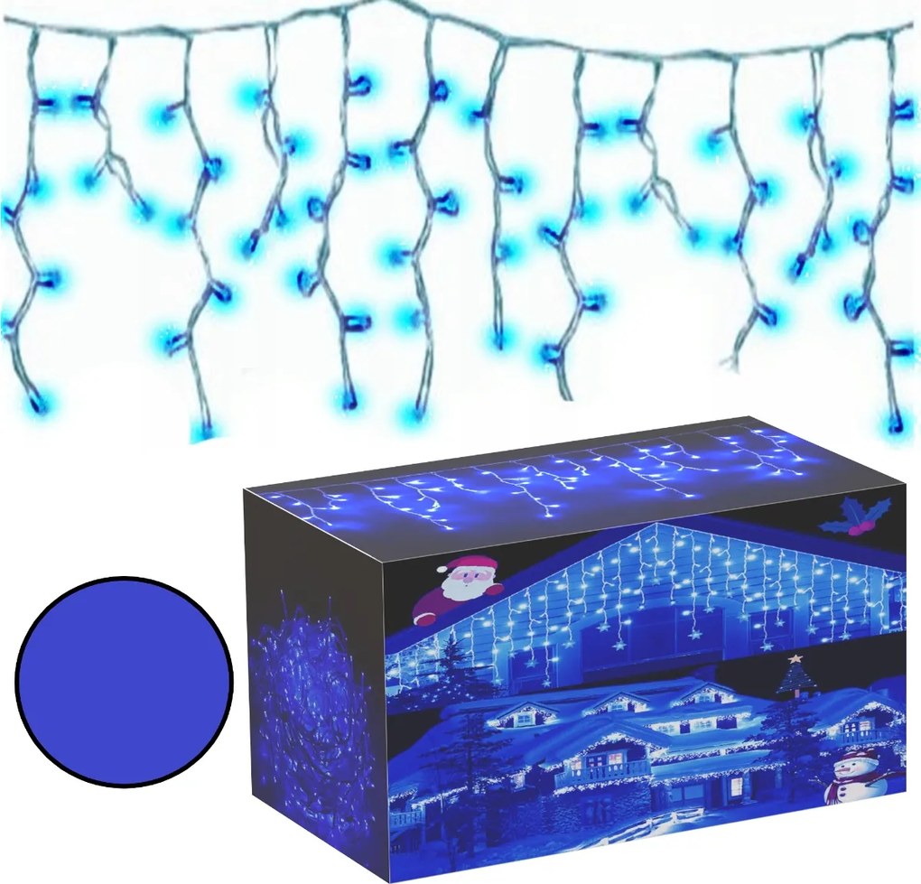 Jégcsap Flash LED-es karácsonyfa fényfüzér 200 kék 8m fényfüggöny RS-210B