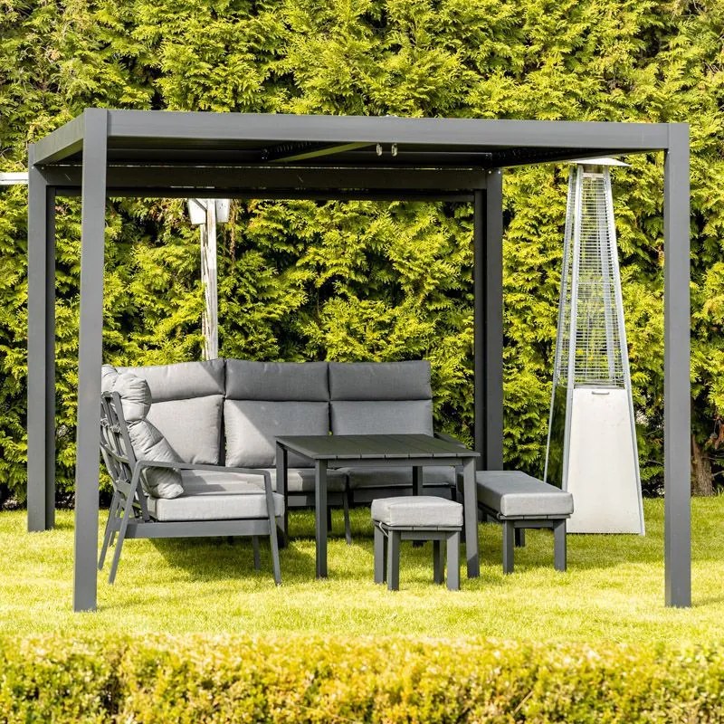 LUXE pergola 3x3m antracit LED világítással