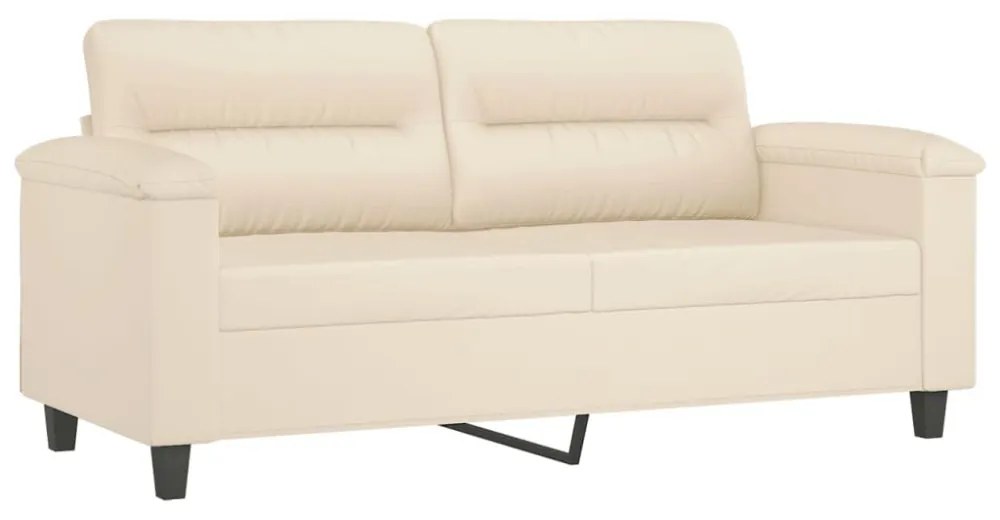2 személyes bézs mikroszálas szövetkanapé párnákkal 140 cm