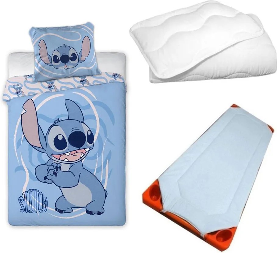 Disney Lilo és Stitch, A csillagkutya Blue Whirlwind gyerek, ovis ágyneműhuzat, derékalj és paplan/párna szett 100x135 cm 40x60 cm