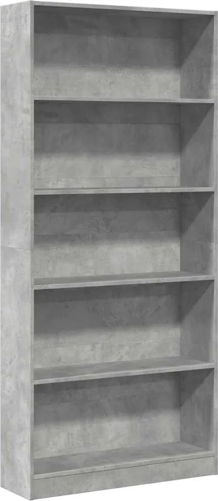 vidaXL betonszürke szerelt fa könyvespolc 80 x 24 x 176 cm