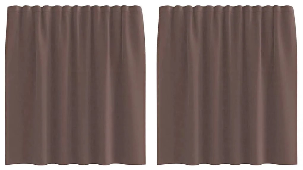 2 db barna voile függönyök rúd zsebekkel