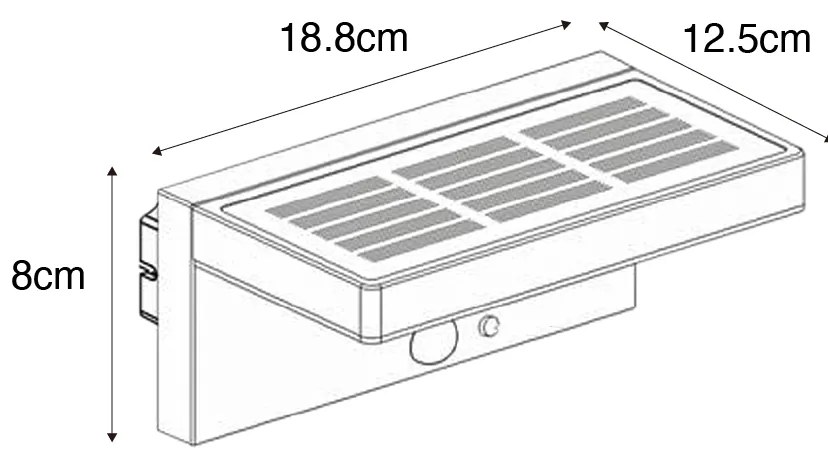 Kültéri fali lámpa sötétszürke, LED-del és dimmelhető fényű, napelemes - Sunnie