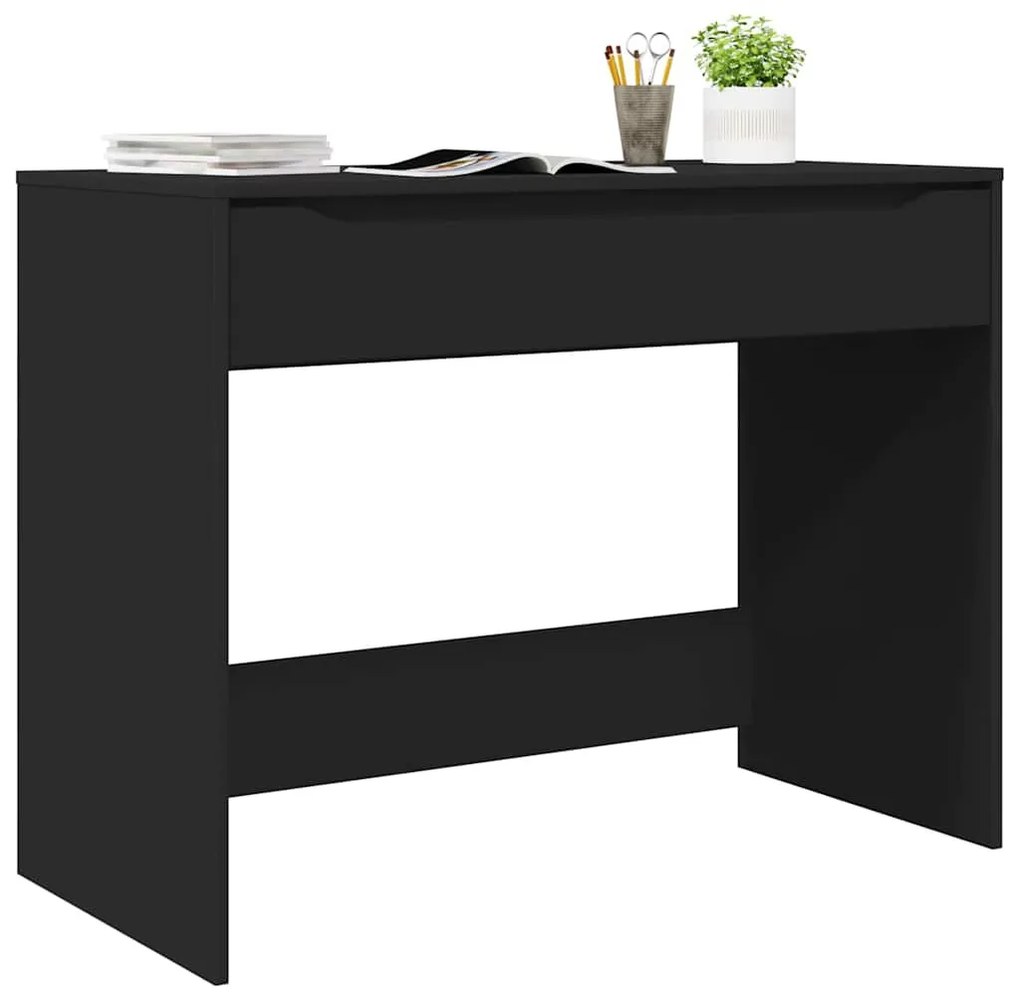 vidaXL Asztal fiókkal tárolóval Fekete 100 x 50 x 78 cm Faanyag