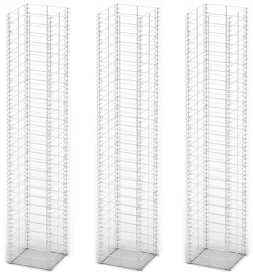 vidaXL 3 db gabion kosár horganyzott drótból 25 x 25 x 150 cm