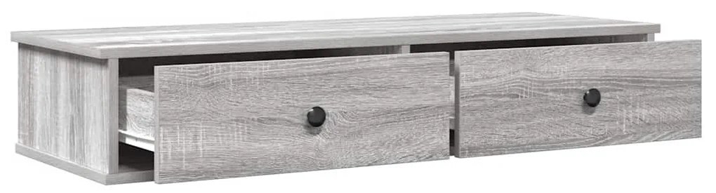 szürke sonoma szerelt fa falipolc fiókokkal 100 x 37,5 x 19 cm