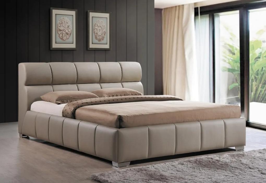 ALONA kárpitozott ágy + ágyrács , 160x200, cappucino/króm