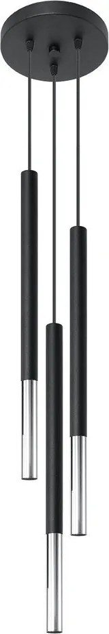 Fekete-ezüstszínű fém függőlámpa ø 20 cm Asarot – Sollux