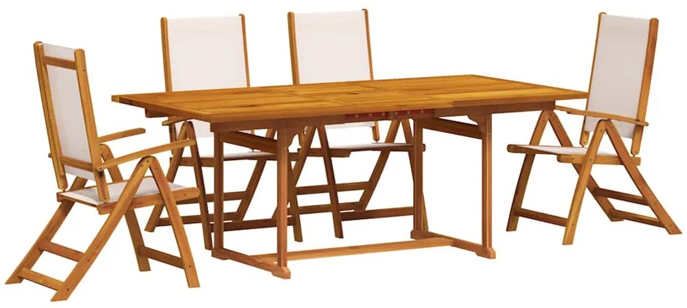 vidaXL 5 részes tömör akácfa és textilén kerti étkezőgarnitúra