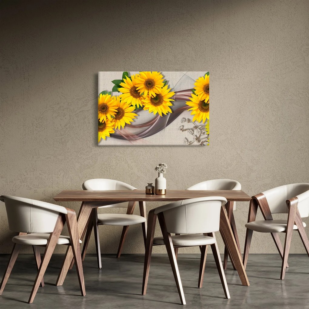 Kép - Ragyogó napraforgó virágok (90x60 cm)