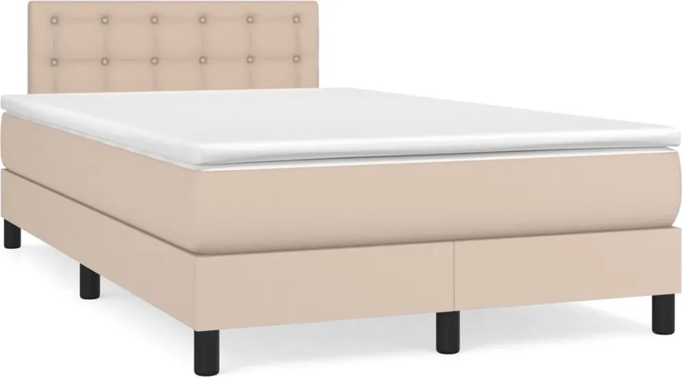 vidaXL cappuccino színű műbőr rugós ágy matraccal 120 x 200 cm