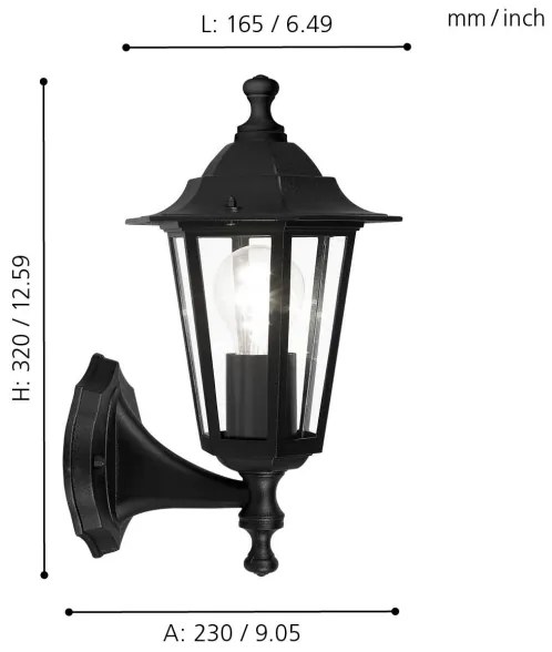 EGLO 22468 - LATERNA 4 kültéri fali lámpa 1xE27/60W fekete