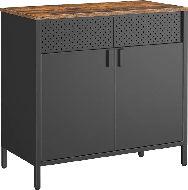 BRIX fém tárolószekrény, 76x80x40cm, fekete/barna SongmicsHome