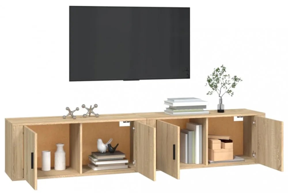 2 db sonoma tölgy színű fali TV-szekrény 100 x 34,5 x 40 cm