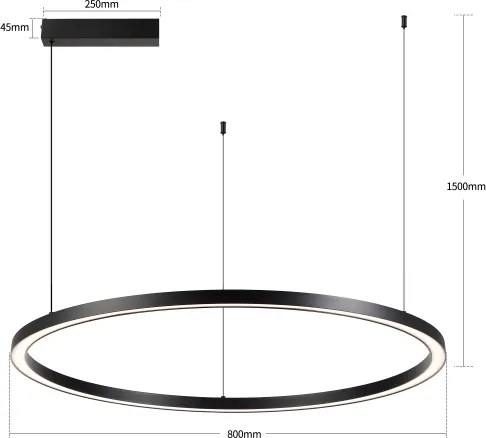 BRILAGI - LED fényerőszabályozható kábeles függőlámpa PORTOFINO LED/60W/230V átm. 80 cm fekete + távirányító