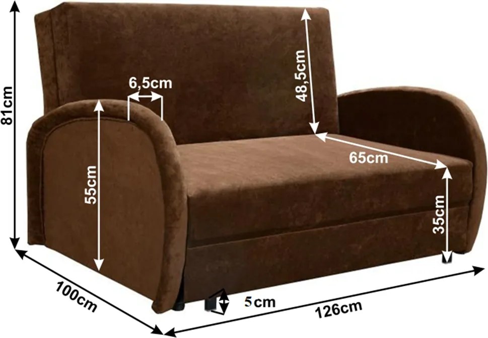 Széthúzható fotel, barna, MILI 2