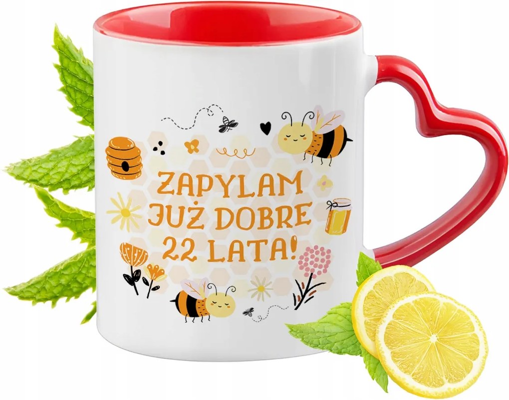 Születésnap 22 22. 22. Piros Bögre Szív Alakú Füllel Ajándék