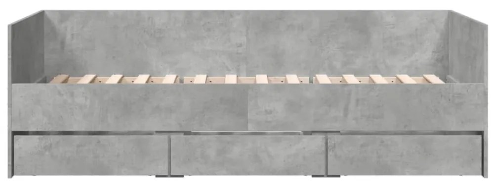 betonszürke kanapéágy fiókkal matrac nélkül 90x200 cm