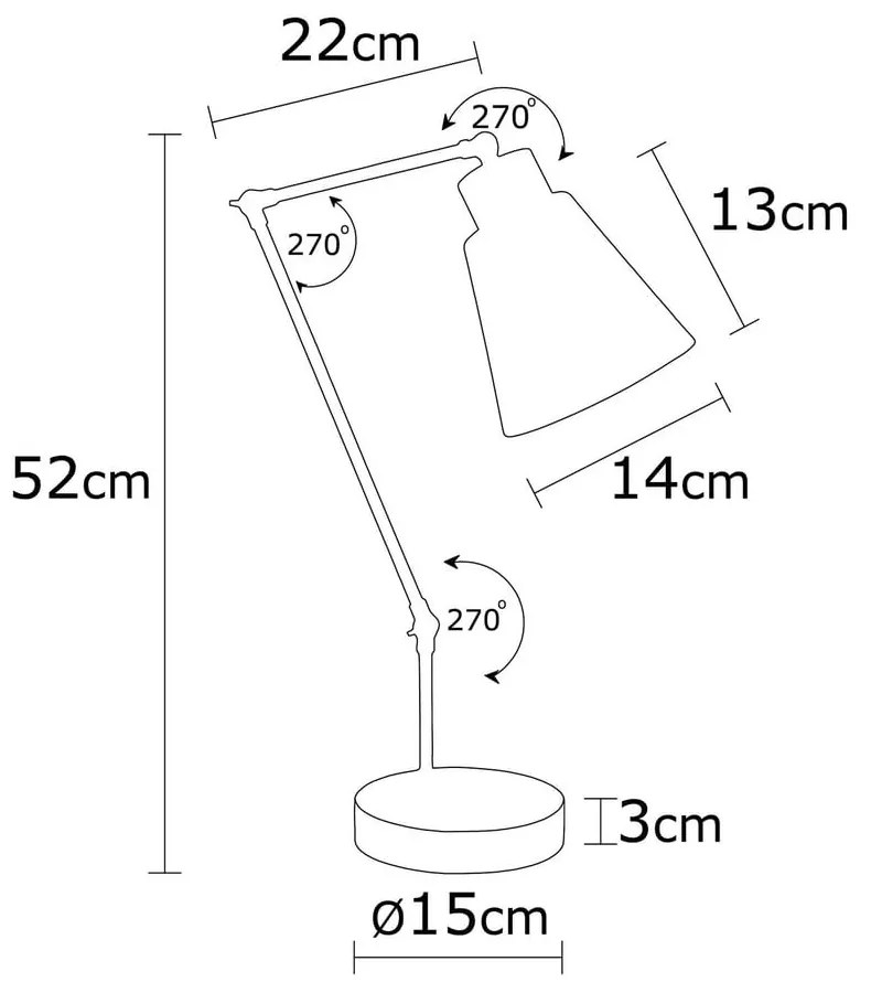 Sárga-fekete asztali lámpa fém búrával (magasság 52 cm) Manavgat – Opviq lights