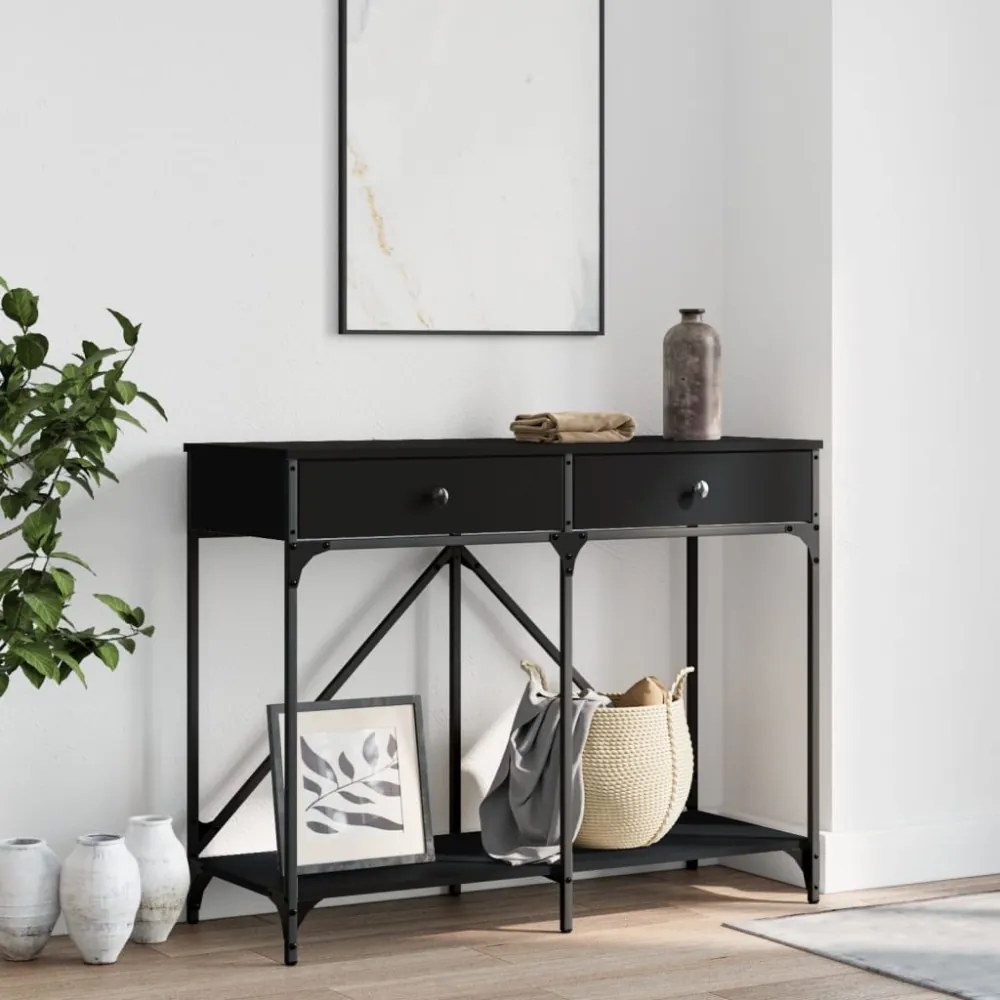 fekete szerelt fa tálalóasztal 100 x 39 x 78,5 cm