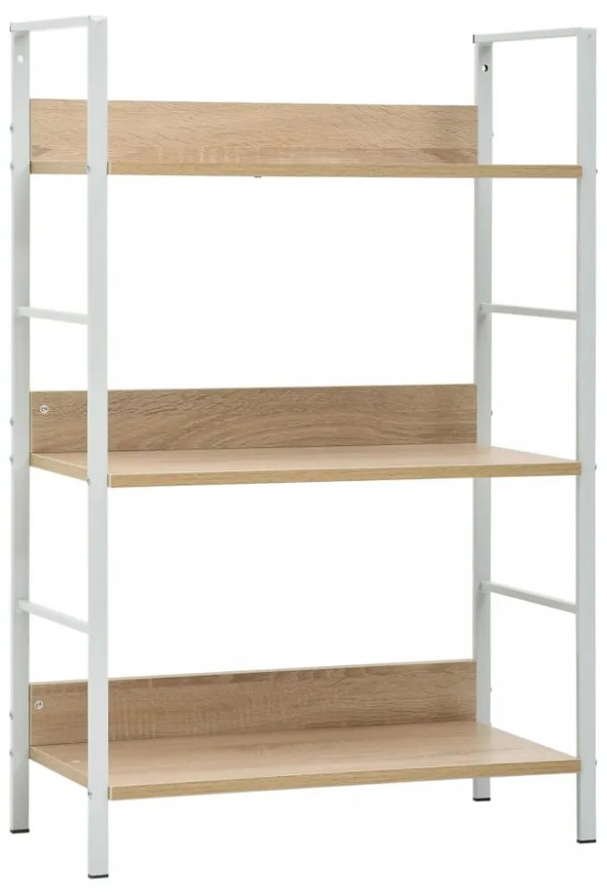 3 szintes tölgyszínű szerelt fa könyvespolc 60 x 27,6 x 90,5 cm
