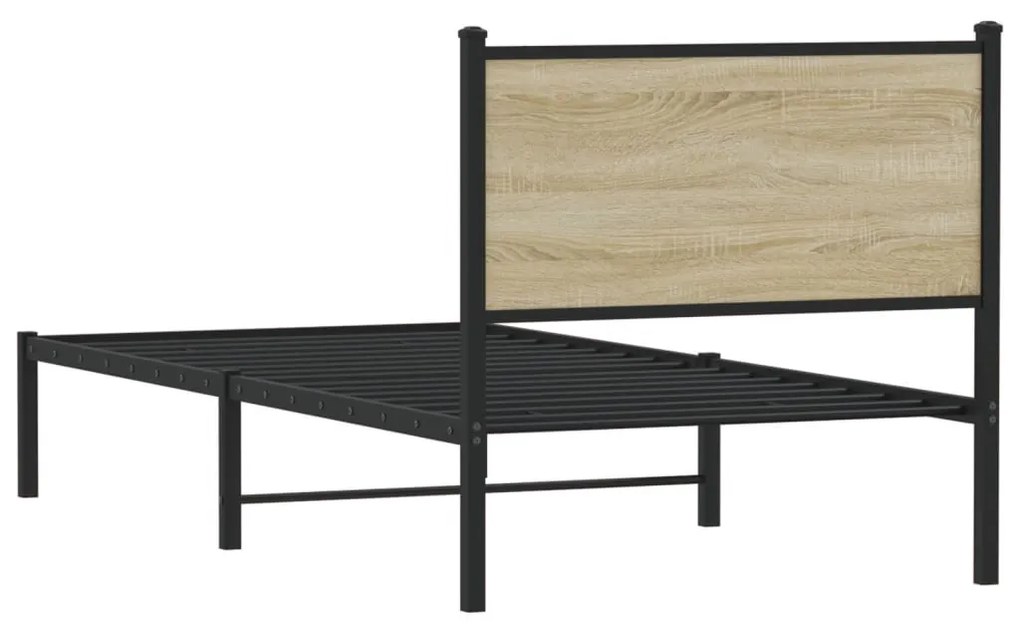 sonoma tölgy színű fém ágykeret matrac nélkül 90 x 200 cm