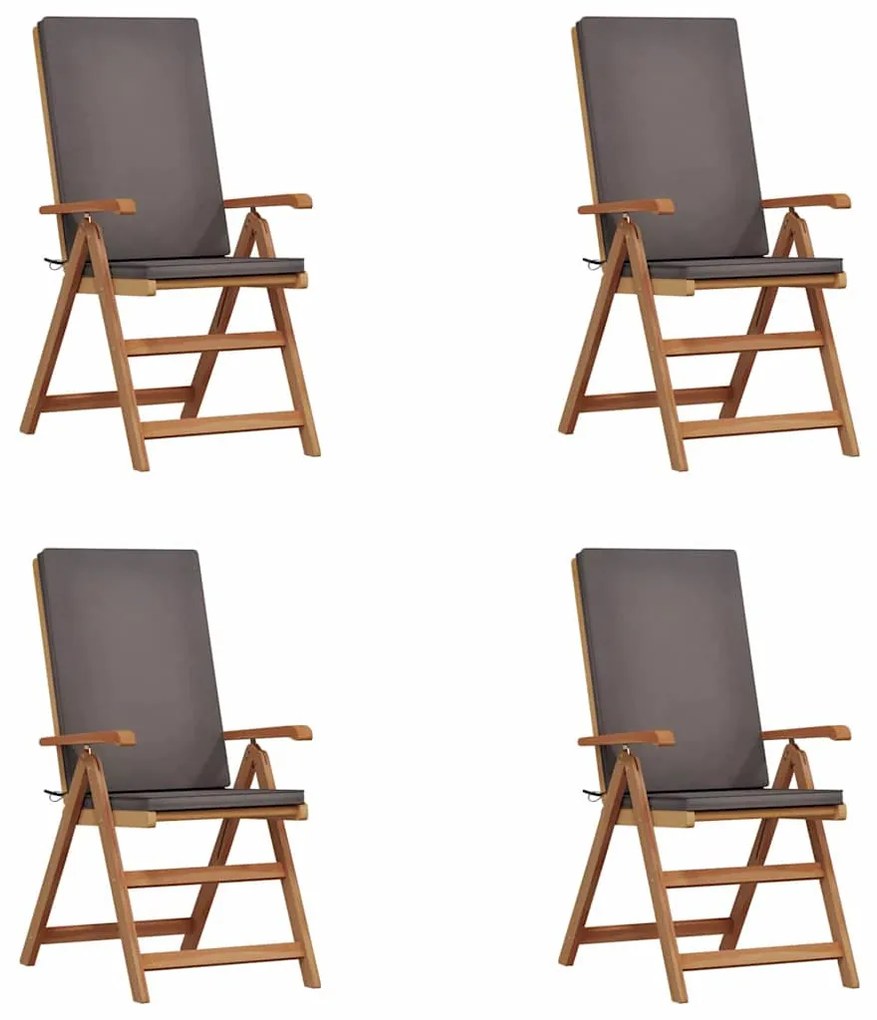 Kerti Szék párnával 4 pcs Barna 57 x 71.5 x 104cm Tömör tíkfa