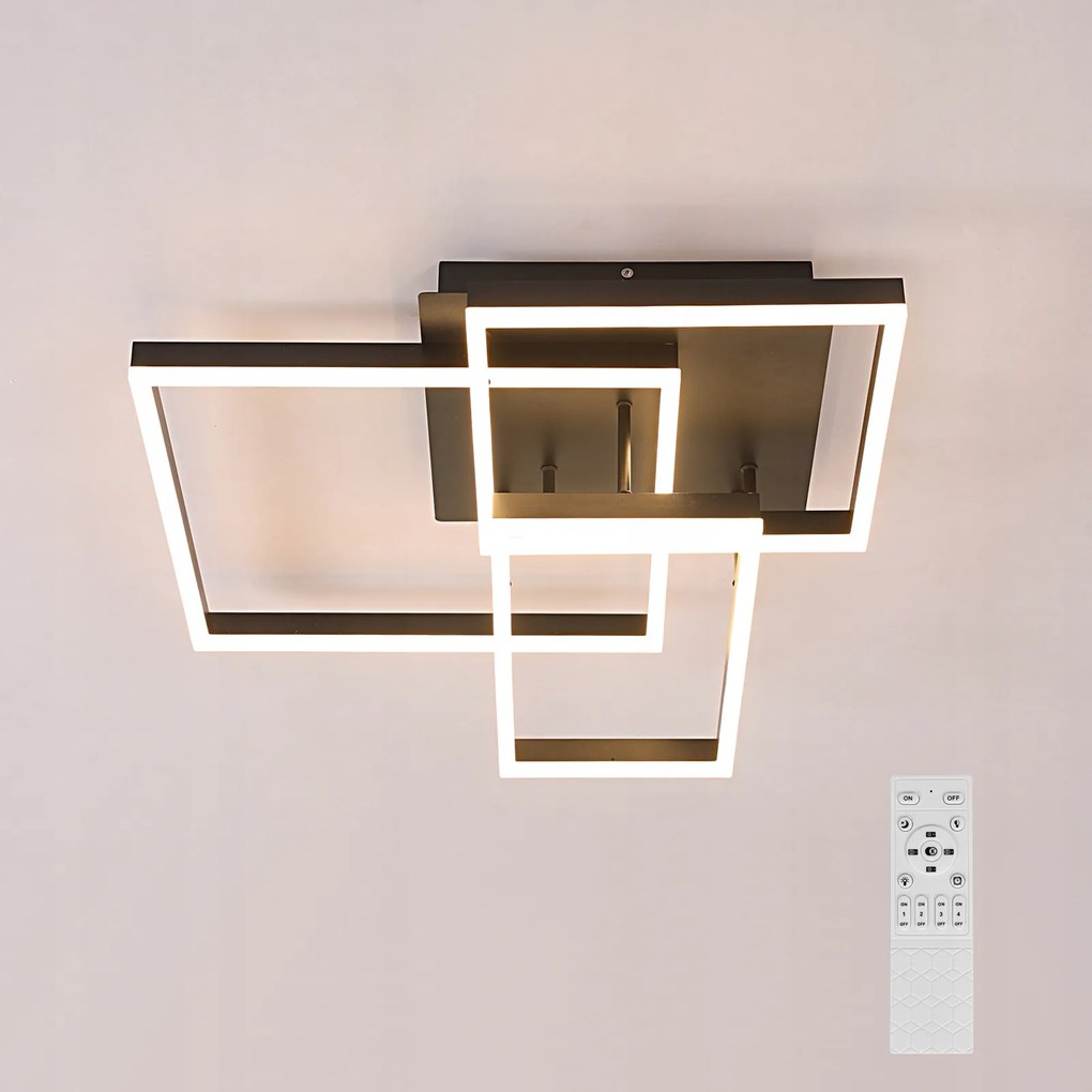 Lampa Sufitowa Wisząca Czarny Zyrandol Led Nowoczesny Z Pilotem 48W